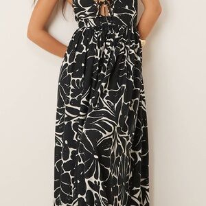 ASOS Black and White Floral Maxi Dress